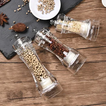 

Acrylic Grinder Transparent Pepper Mill Manual Crusher Ceramic Core Multifunctional Cruet Kitchen Tool