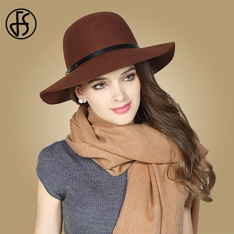 Женская фетровая шляпа Колокол FS теплая котелок с широкими полями темно синего