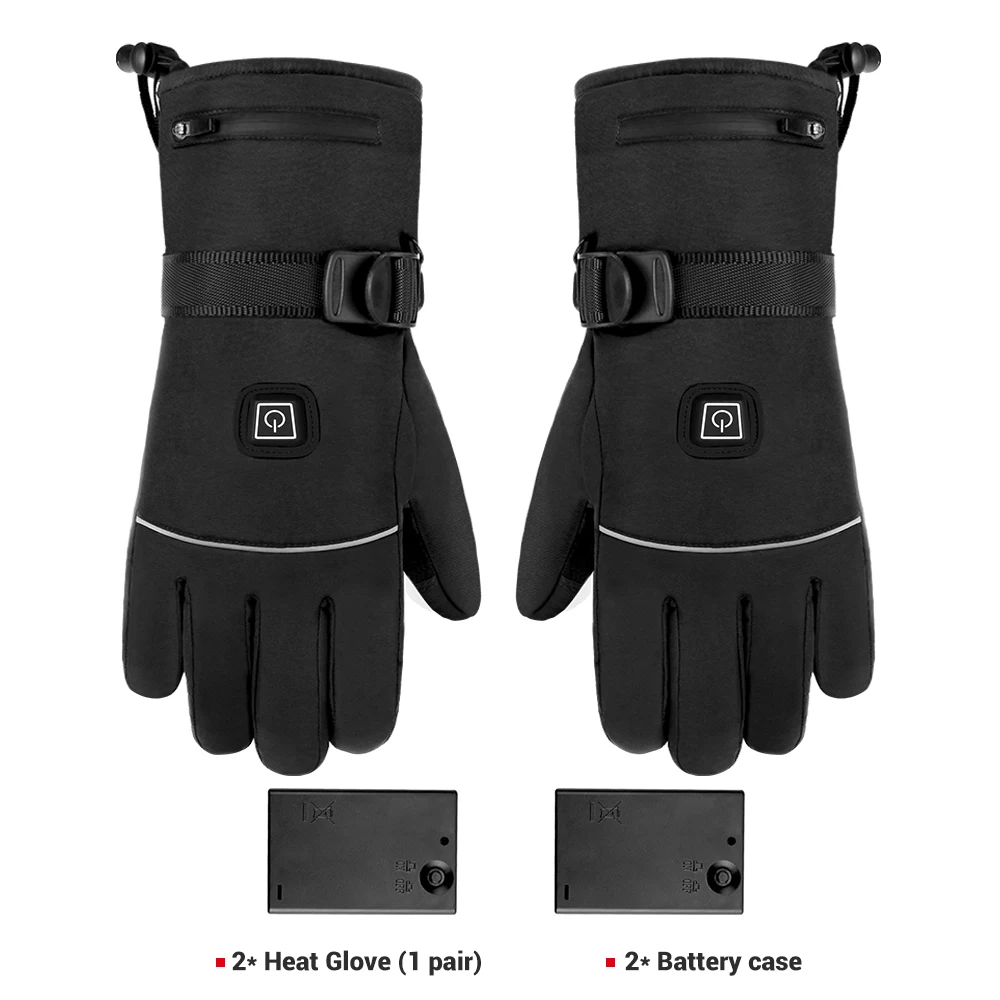 Зимние перчатки для велоспорта, водонепроницаемые, с подогревом, Guantes Ciclismo, сенсорный экран, на батарейках, велосипедные перчатки для гонок, верховой езды, лыжные перчатки - Цвет: A2 No Battery