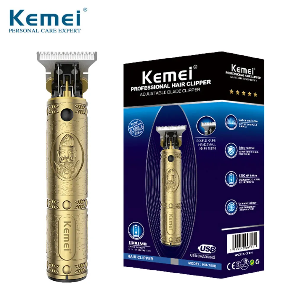 Машинка для стрижки волос Kemei Pro Li T-Outliner Беспроводная 0 мм болдуговая машинка