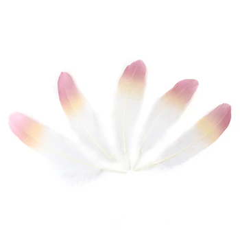 

Wholesale 100pcs gold powder gradient dyed goose feather 15-20cm handicraft printing plumes handmade wedding decoration