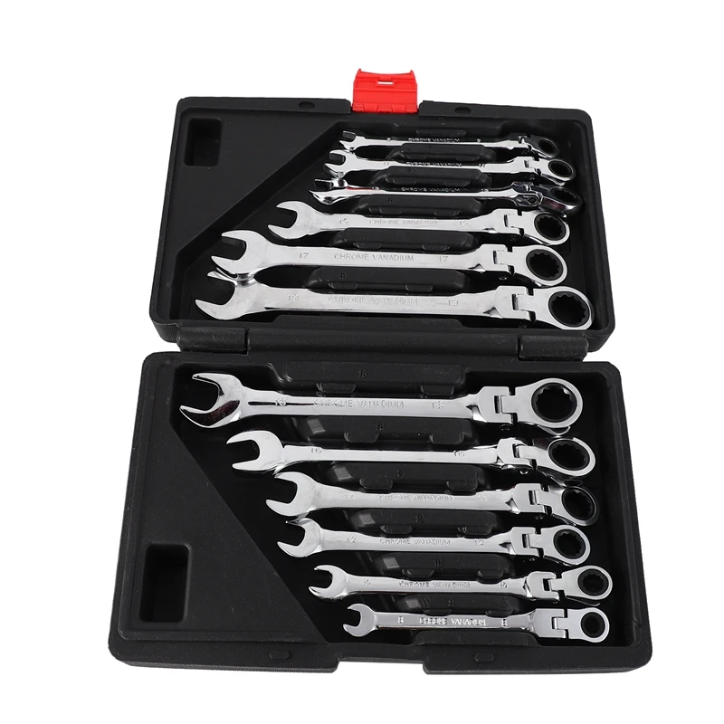 

LIXF 12 Piece Flexible Combination Spanners Ratchet Wrench Car Garage Tool Set 8-19Mm