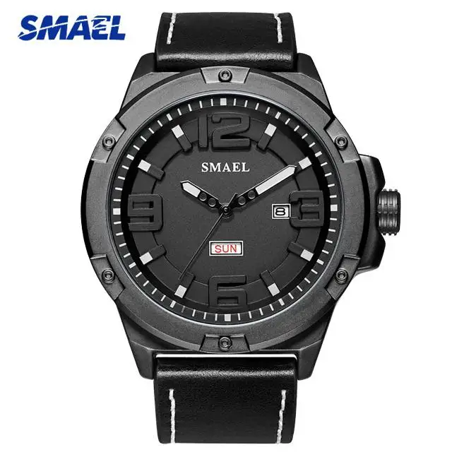 

SMAEL Mens Watches Top Brand Luxury Waterproof Clock Analog Quartz Leather Sport Wristwatch Military Male Clock Mens Watch