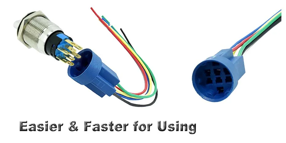 19mm on off metal selector switch harness