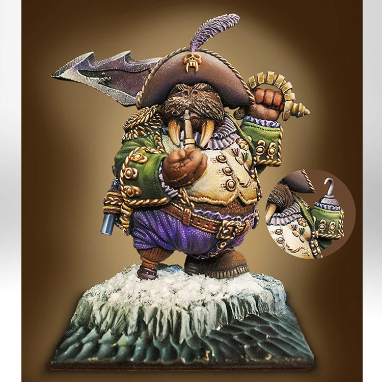 

40mm CAPTAIN WALRUS, Resin Model figure GK, Animal mythology, Unassembled and unpainted kit