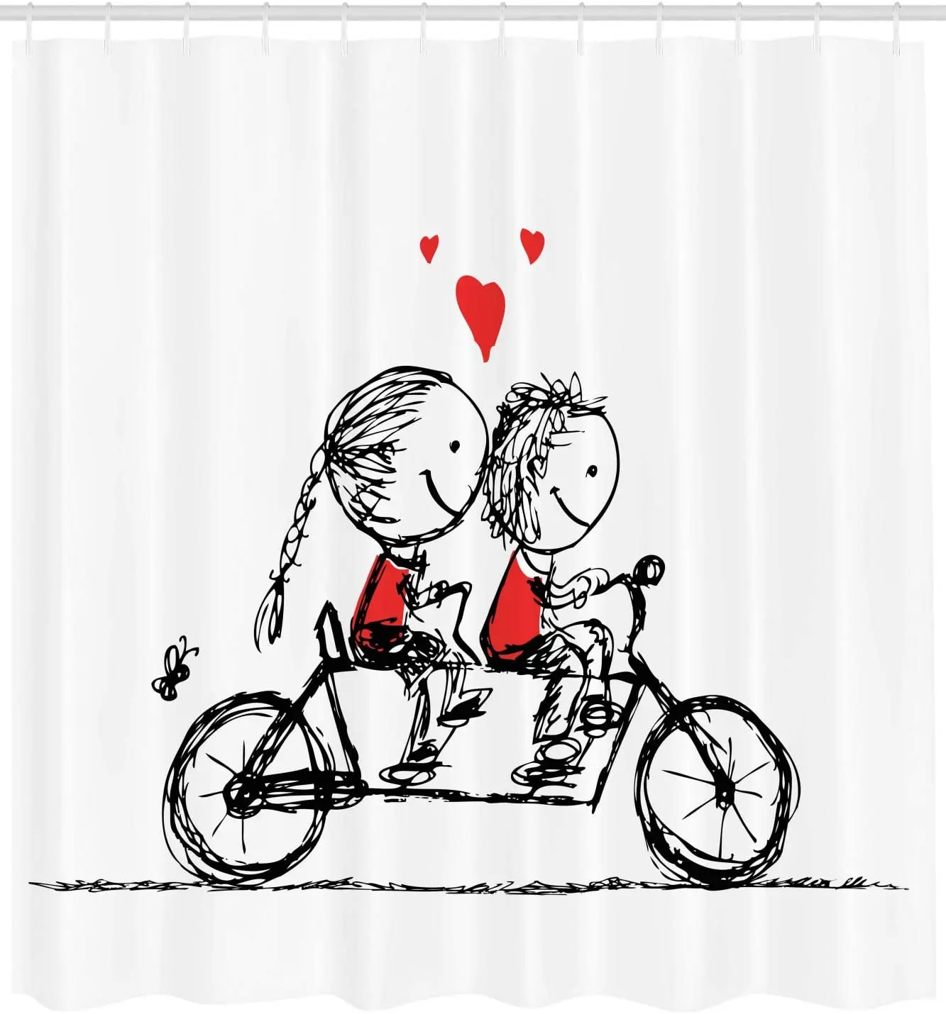 Cortina de ducha de bicicleta ni os amor pareja ciclismo juntos Soul Mates San Valent n