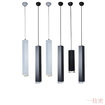 

Led Restaurant Bar chandelier single-headed black hotel front desk simple creative personality art decoration square lamp