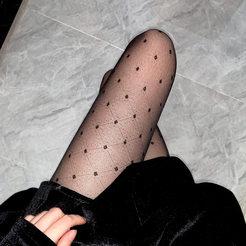 Sexy Women Pantyhose Tights Seamless Mesh Fishnet Nylon Polka Dot Print Tight Summer Stocking Female Hosiery women's Sock Pants