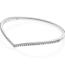 Аутентичный 925 пробы Серебряный мерцающий браслет с кубическим цирконием Pan браслеты Fit бисера Шарм Diy Европа ювелирные изделия