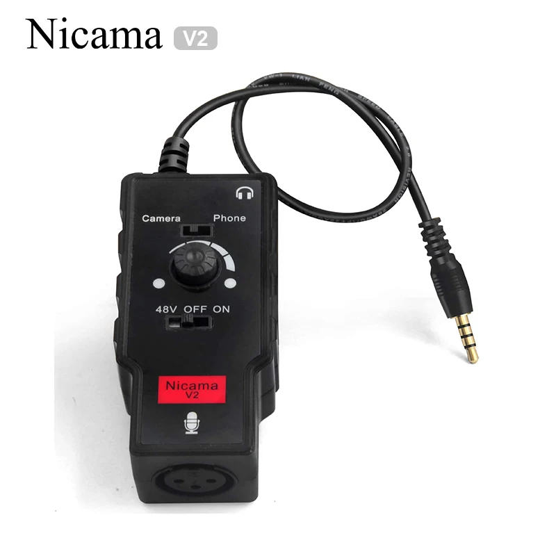 Preamp para Smartphone Adaptador de Guitarra com 48v Nicama Microfone Phantom Power Mic Acessórios Amplificador Ipad Dslr Câmera v2 Xlr - - Image 2