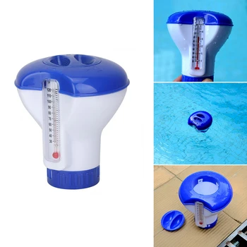 

Pool Cleaning Disinfection Tablet Floating Chlorine And Bromine Hot Sale Swimming Pool Dispenser Cleaner Feeder With Thermometer