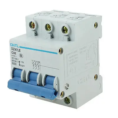 

Overload Protection Three Pole C32 32A Mini Circuit Breaker Gray Blue DZ47LE C32