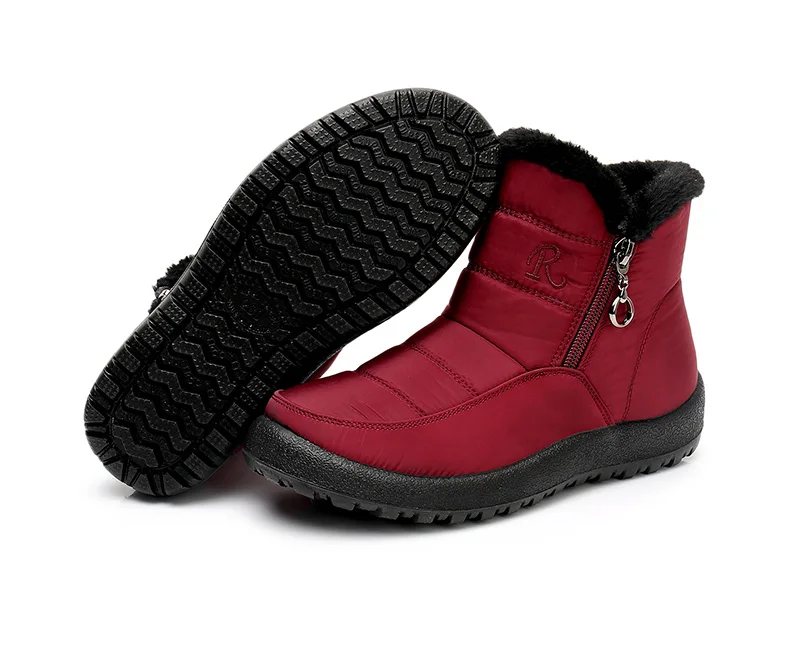 Women Winter Warm Fur Zipper Boots Ladies Winter leisure Plush Waterproof Cotton Solid Female Boots