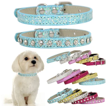 

Multicolor Bling Cat Dogs Collar with Rhinestones Adjustable Pet Collar Decoration Pendant Cat Necklace for Pet Puppy Small Dogs