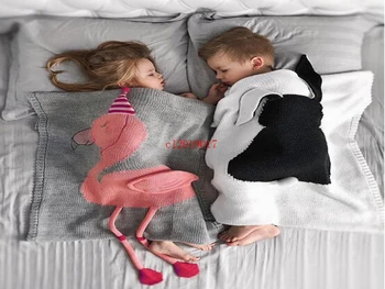 

Flamingo air conditioner blanket blanket knitted for children