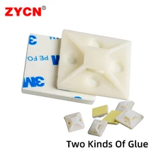 100PCS Cable Tie Bases Mount 3M/Normal Two Glue Wire Self Adhesive Wall Holder Car Fixing Seat Clamps Suction Positioning Sucker