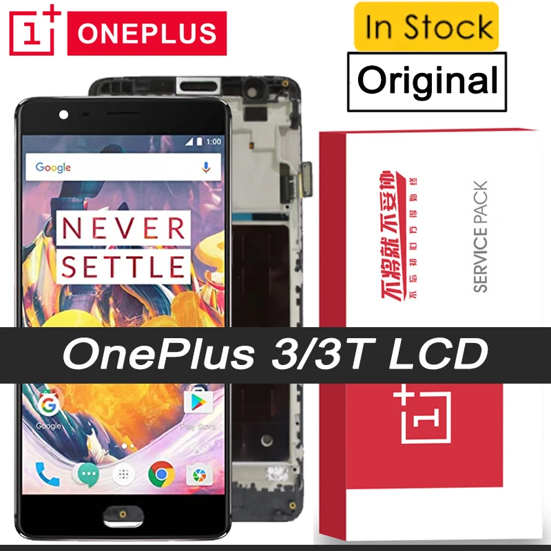 100% Original 5.5 inches AMOLED Display with frame for OnePlus 3 3T A3000 LCD Touch Screen Digitizer Replacement Parts | Мобильные