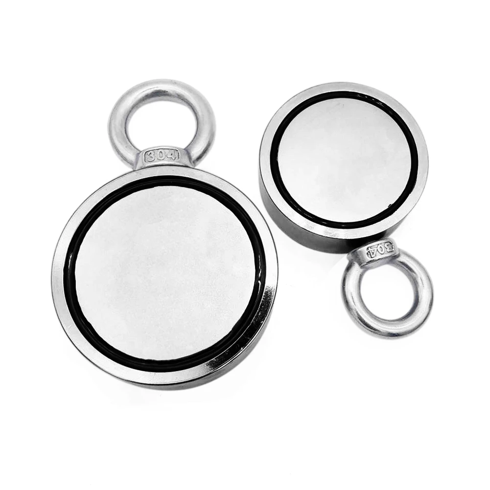

Super Strong Magnet Double Sided Fishing Magnet Combined Pulling Force Neodymium Round Magnet with Ring For Magnetic Fishing