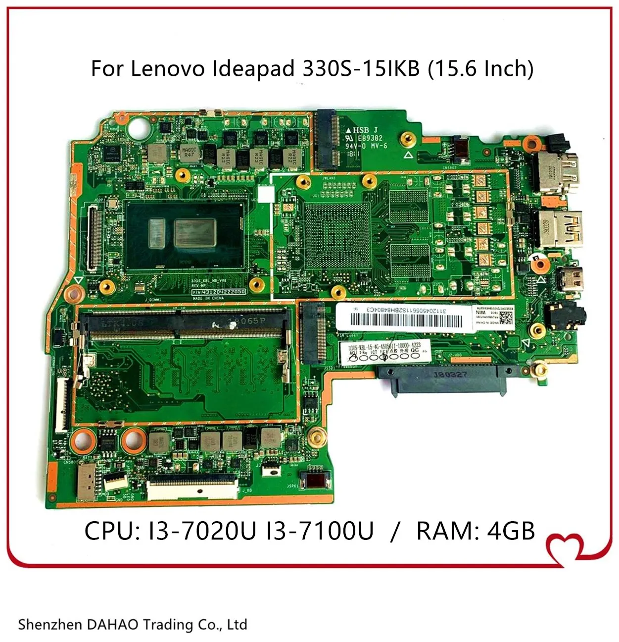 Материнская плата FRU 5B20S71209 для ноутбука Lenovo Ideapad 330S 330S-15IKB с процессором Intel CoRE i3