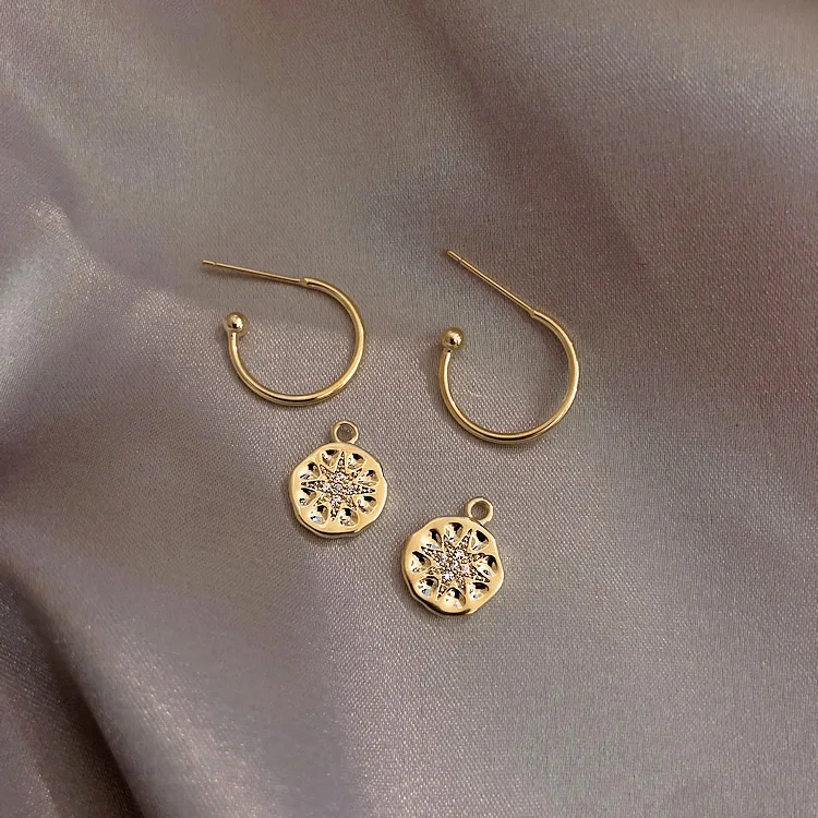 Трендовые серьги-кольца Aaa с кубическим цирконием, модные круглые серьги для женщин и девушек, ювелирные изделия со звездами
