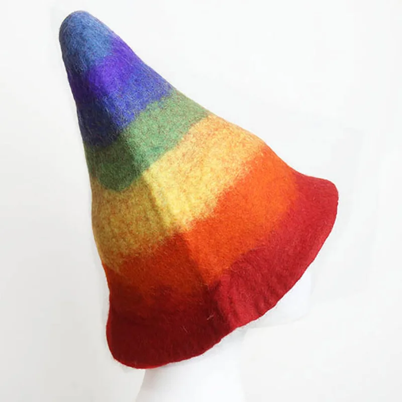 Модные Разноцветные Шапки женская шляпа ручной работы шерсть волшебник F эльфийские шляпы осень зима теплый рождественский подарок эльфийские шляпы высокое качественный капот шапка