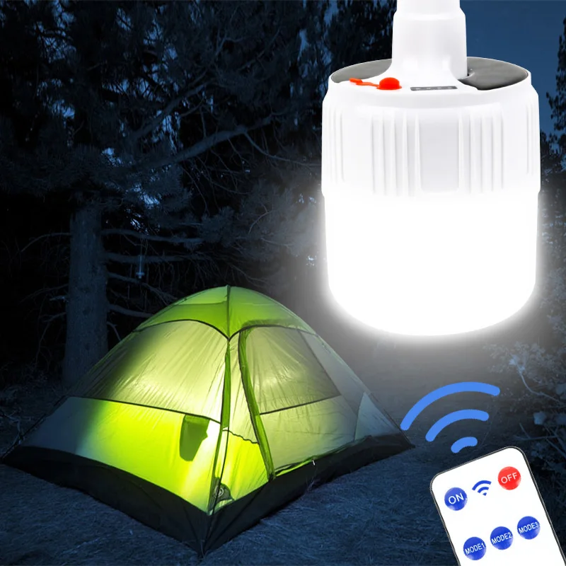Skup 100W lampa kempingowa panel słoneczny Camping Light Mini przenośna latarnia namiot lampa kempingowa DC Solar światło awaryjne z akumulatorem do ponownego ładowania