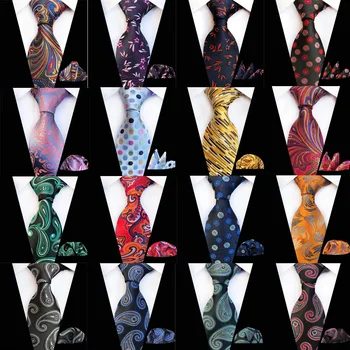 

Men Business Necktie Handkerchief Paisley Striped Polka Dots Pocket Square Set HZTIE0354