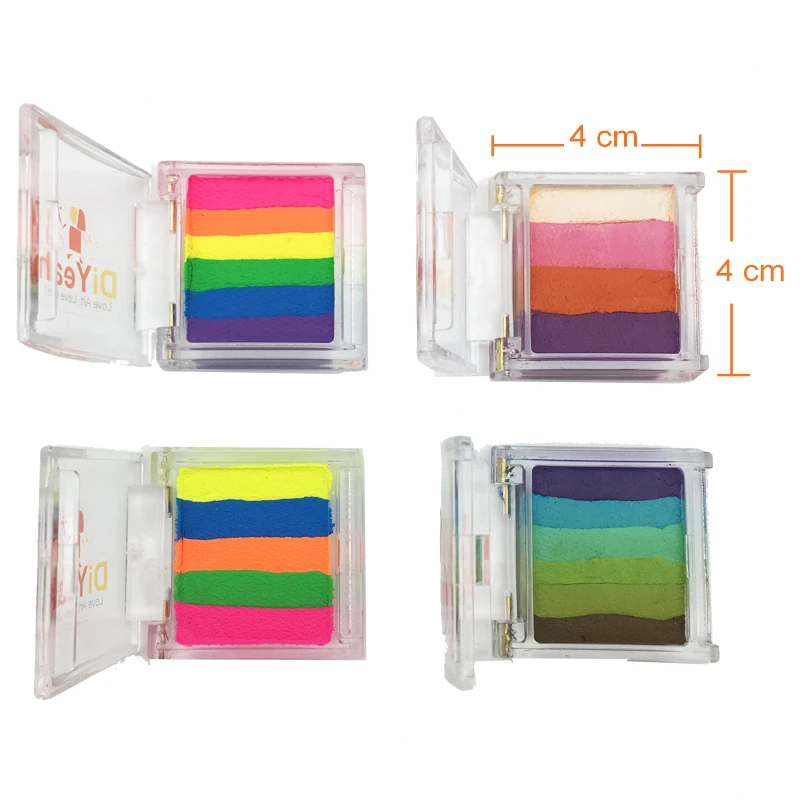 4 colors together DiYeah, радужная краска для лица, макияж для тела, безопасная водная краска, неоновая расколотая краска для торта, инструмент для тела на Рождество, Хэллоуин, день рождения, вечеринку, 10 г - Цвет: 4 colors together