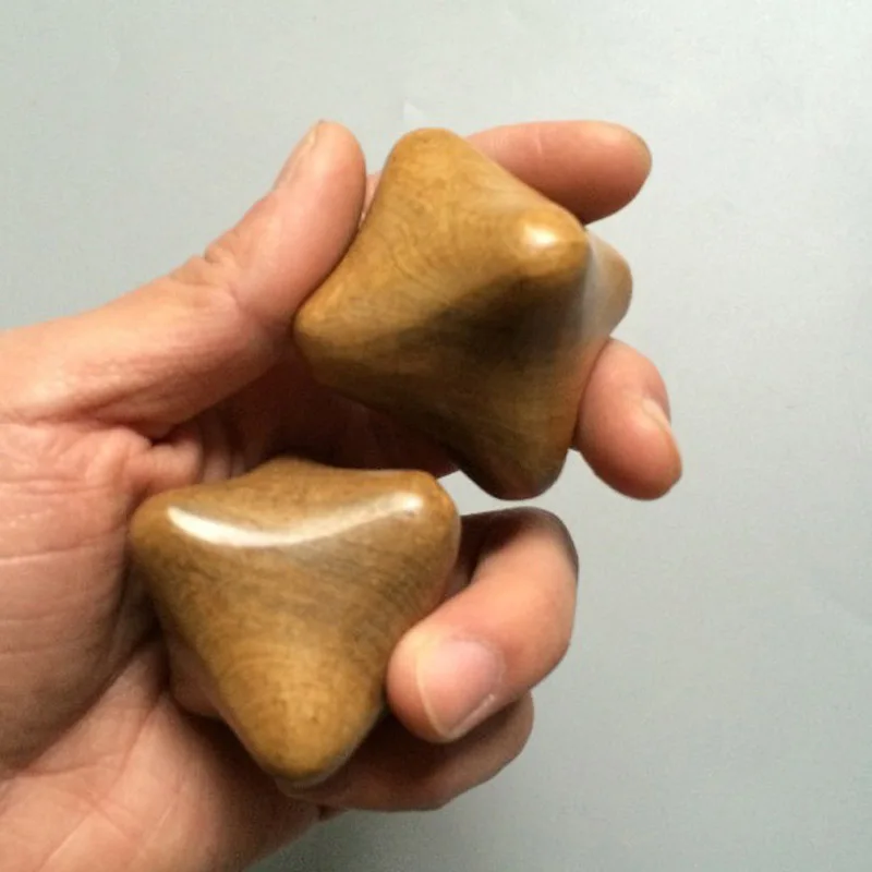 

2 Pcs Hexagonal Wooden Hand Massager Body Stress Relief Eldely Reflexology Acupoint Massager can CSV