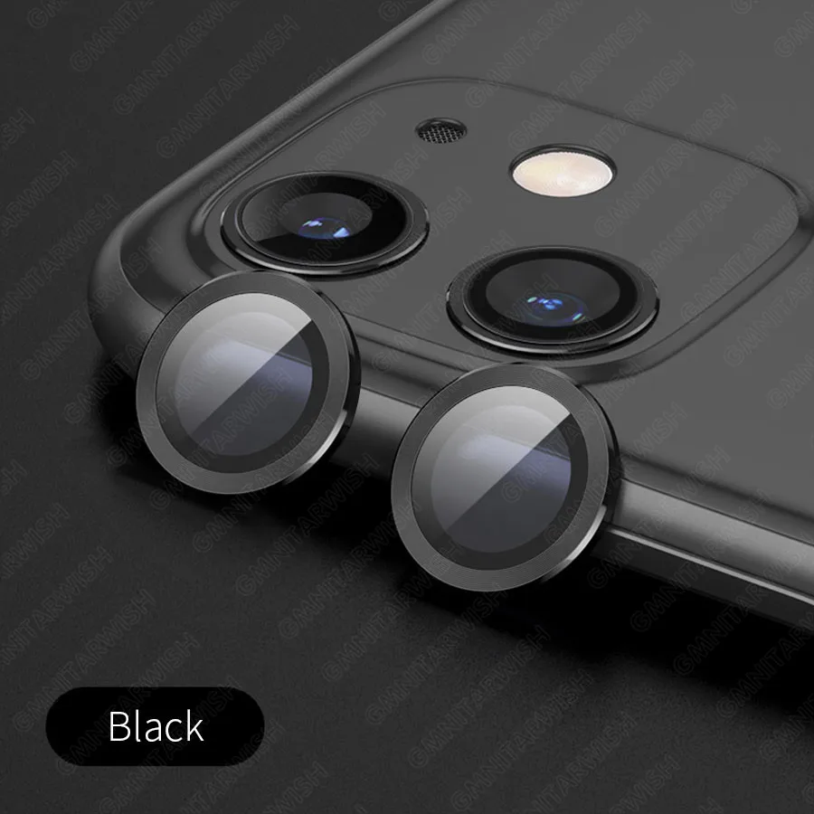 Новое полное покрытие Камера протектор объектива Стекло металлический чехол для iPhone 11 Pro Max задняя Камера защитное устройство для объектива Стикеры Стекло металлический чехол - Цвет: Black