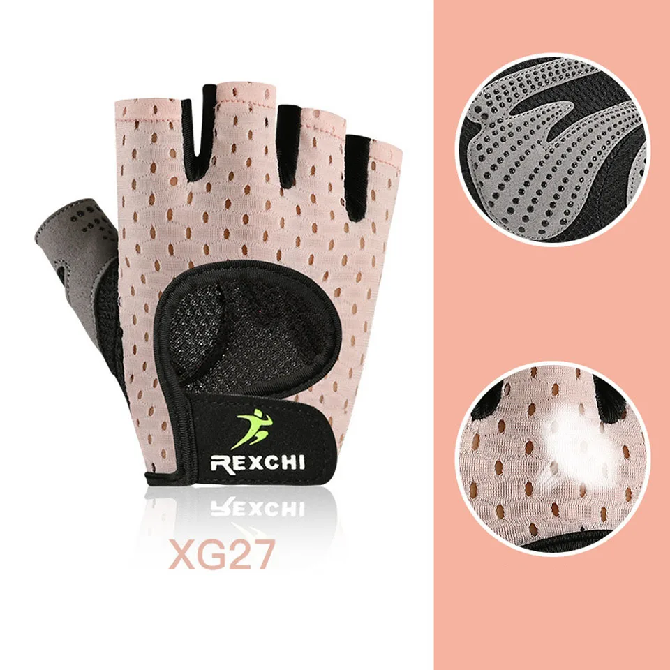 XG27 Pink Профессиональные перчатки для тренажерного зала, фитнеса, силовой атлетики, для женщин и мужчин, Кроссфит, тренировки, бодибилдинга, половина пальцев, защита рук - Цвет: XG27 Pink