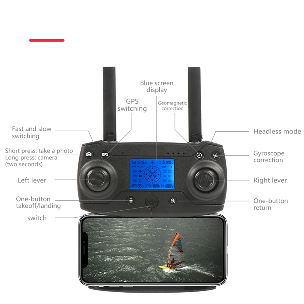  New GPS Drone With 4K HD Camera 2000 Meters Control Distance Quadcopter Drone Fly 20mins Foldable R