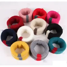 Новая модная зимняя одежда для детей теплый шарф для девочек, для мальчиков детские трикотажные Меховой Воротник шарфы кольца Горячая Прямая