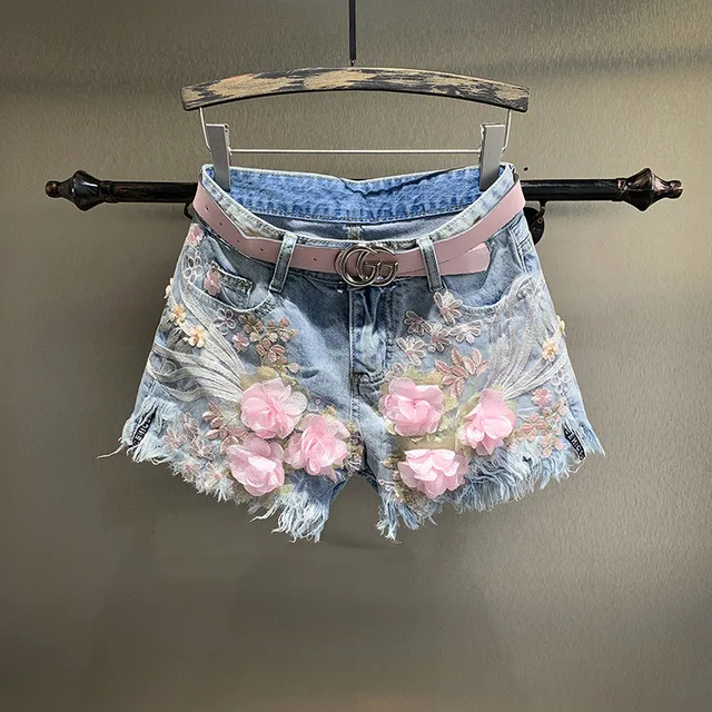 jeans with pink flowers