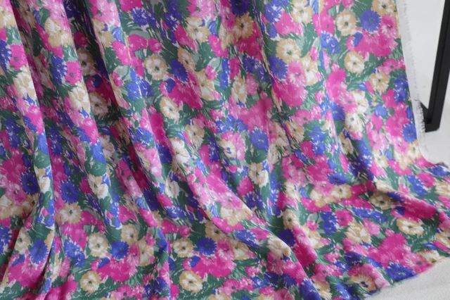 Lebar 59 Gaya Lukisan Cat Minyak Bunga Kain Katun Halus Korea Sutra Linen Dicetak Kain Sifon Rok Wanita Kemeja Gaun Pakaian Bahan Aliexpress