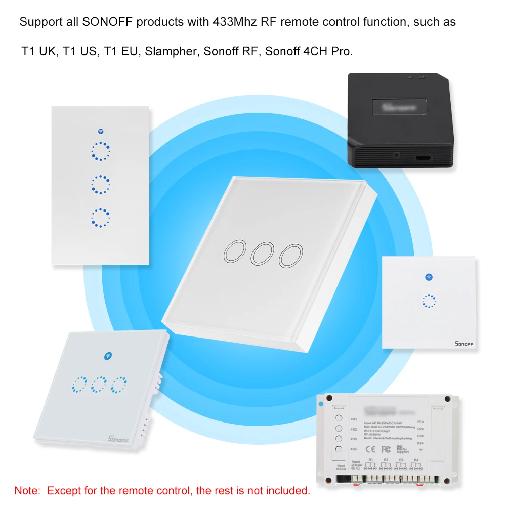 Переключатель EWeLink T433 86 Тип настенная сенсорная панель Sticky 433MHz беспроводной Радиочастотный пульт дистанционного управления, модули автоматизации, 3 комплекта