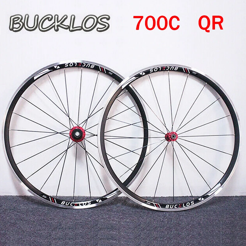 BUCKLOS 700c QR Road Bike wheelset Aluminum alloy Wheel set Front Rear Clincher for 7-11s Cassette Wheel set Rims Cycling parts