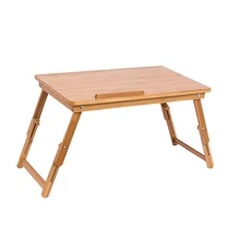 Многофункциональный поднос для завтрака, поднос для кровати, поднос для дивана со складными ножками-естественный цвет бревна