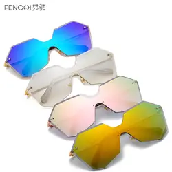 Новый стиль градиентные шт солнцезащитные очки креативные крутые многоугольные солнцезащитные очки уличные стильные линзы затененные
