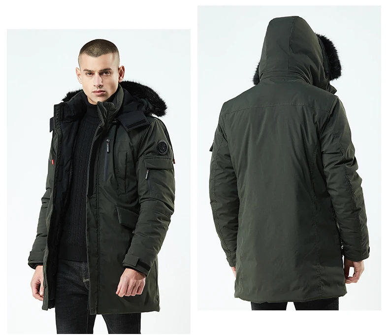 BOSIBIO Мужская теплая зимняя куртка наивысшего качества ветрозащитная Повседневная Верхняя одежда толстое пальто средней длинны на молнии 8826