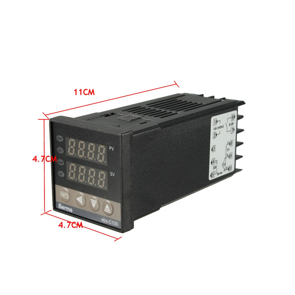 Цифровой 220 в PID REX-C100 регулятор температуры+ max.40A SSR+ K термопара, PID контроллер комплект+ радиатор