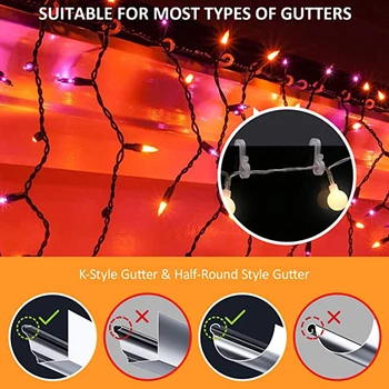 

100Pcs Christmas Mini Gutter Hang Hooks Plastic S Shaped Christmas Light Clips Hook for Outdoor Indoor Strings Lights UD