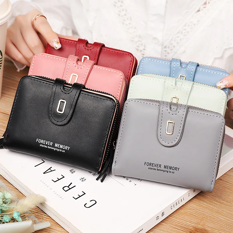 6-Colour Fashion Women Folded Small Wallets PU Leather Mini Short Coin Purse Ladies Female Multifunction Card Holder Clutch