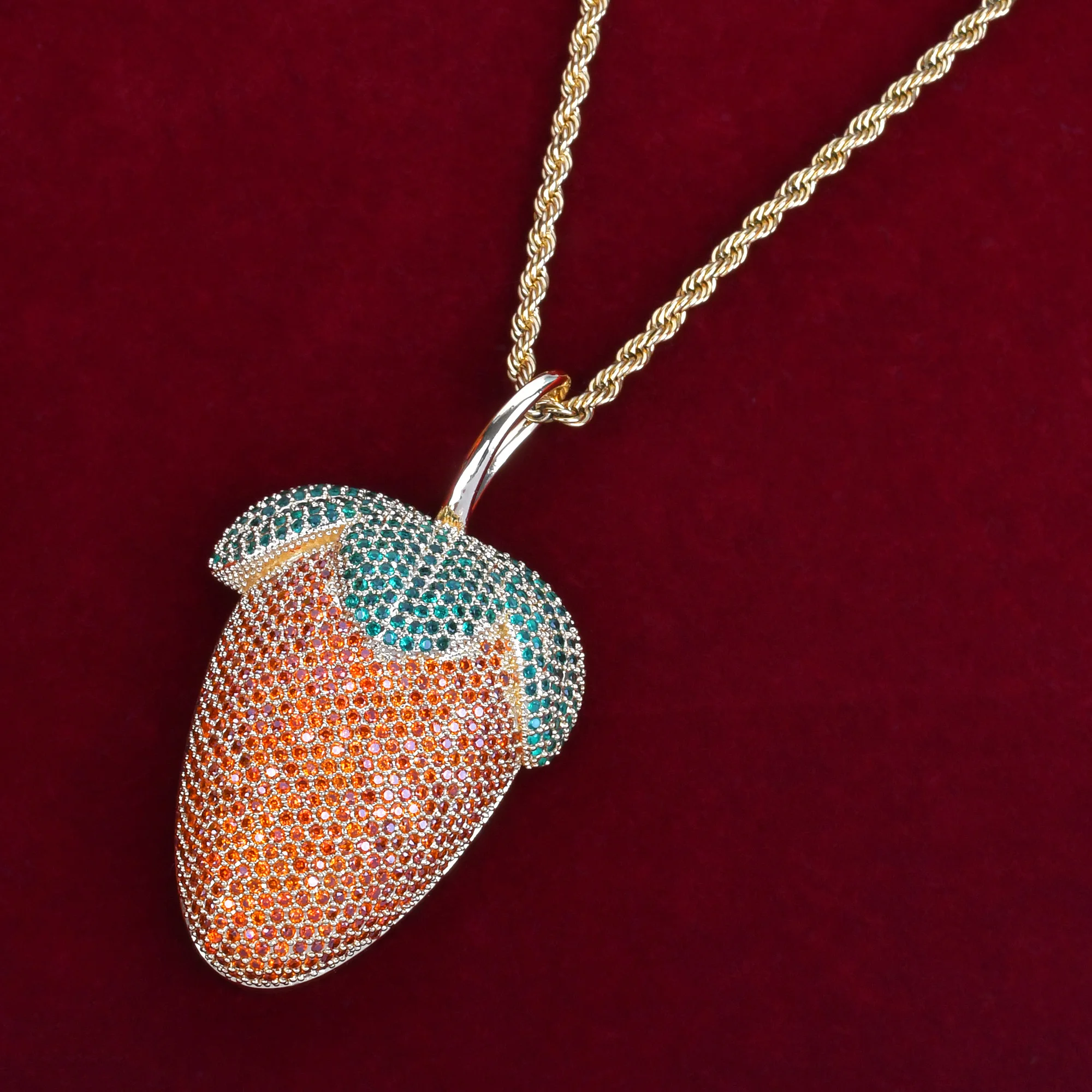 Strawberry Shaped Pendant Necklace for Women Hip Hop Rock Street Jewelry 5