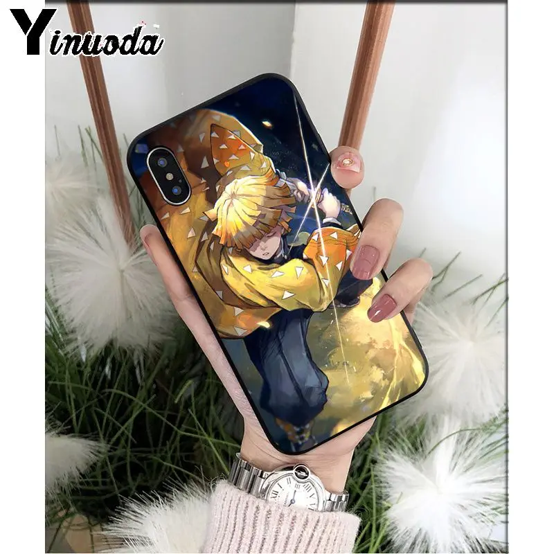 Yinuoda аниме Demon Slayer Kimetsu no Yaiba TPU мягкий черный чехол для телефона Apple iPhone 8 7 6 6S Plus X XS MAX 5 5S SE XR - Цвет: A16