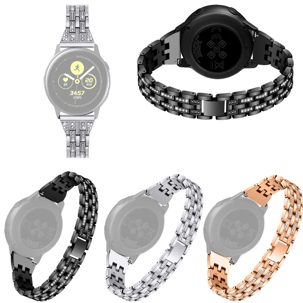 Браслет ремешок для часов подходит Samsung Galaxy Watch Active Hollow Rhinestone металлический
