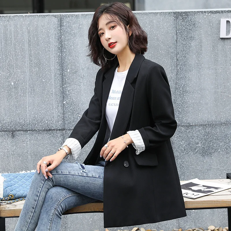 

Black And White with Pattern Loose-Fit Small Suit Women's 2019 Spring And Autumn England Ventilation Network Red Fashion Western