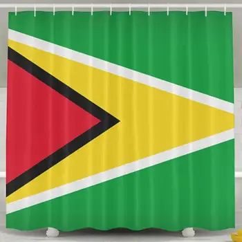 

Large Guyana Flag Shower Curtain Polyester Bath Decor Bathroom Sets Includes Free Hooks