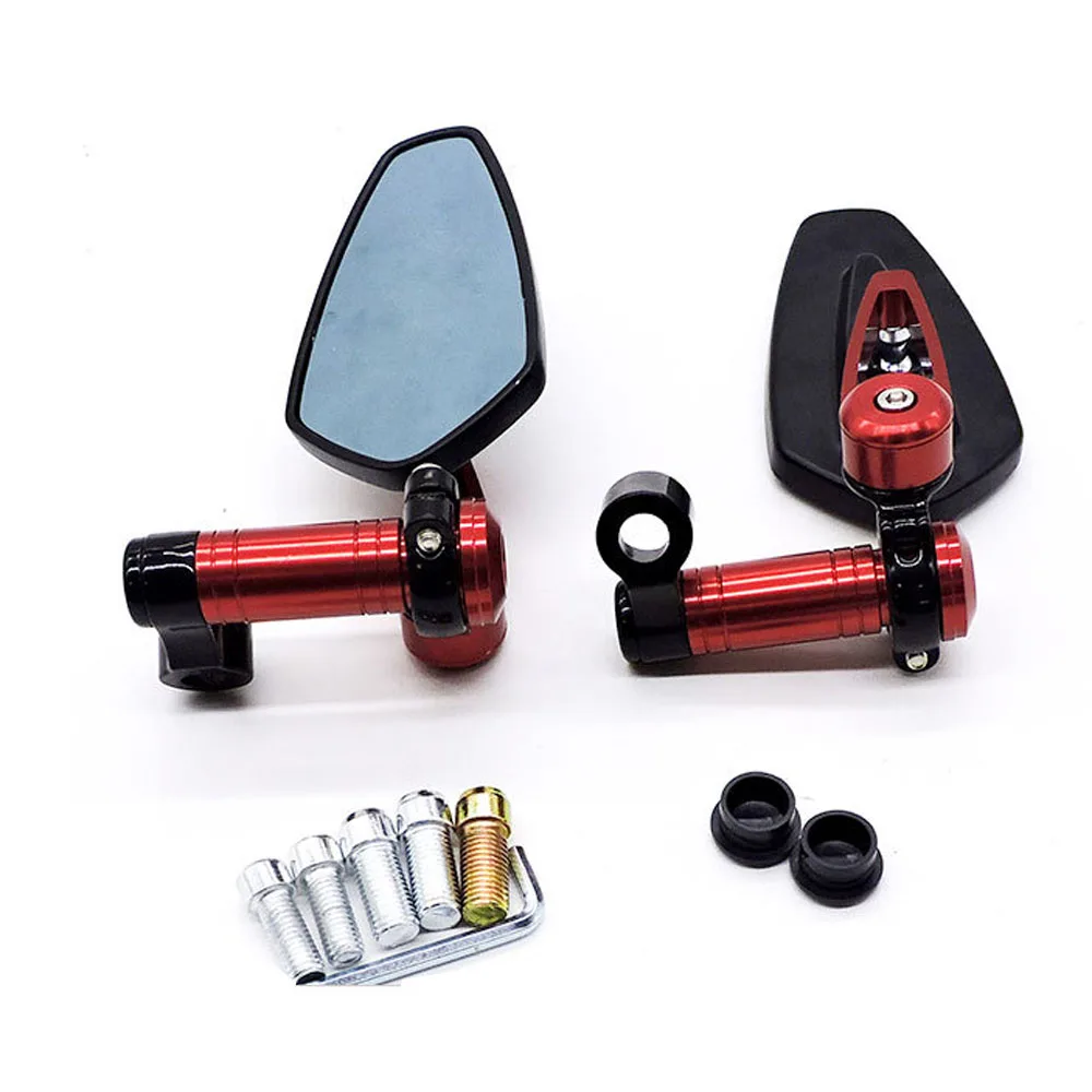 New 1 Pair 7/8" 22mm Universal Motorcycle Aluminum Rear View Handle Bar End Side Rearview Mirrors for Kawasaki Honda Yamaha KTM