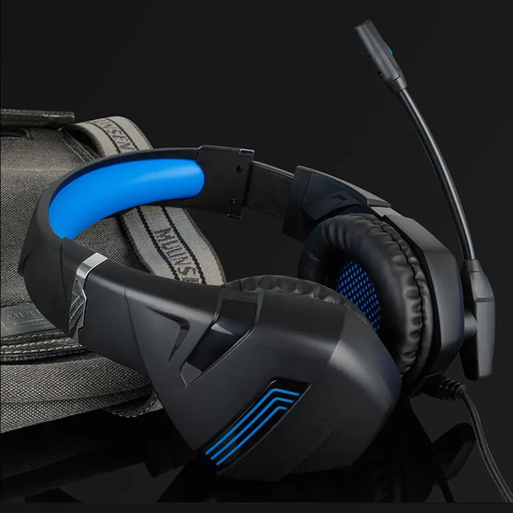 Wired Gaming Headset 3.5mm Line Control Standard Audio+ USB Power Supply Headphone 2.2m with Mic LED Light